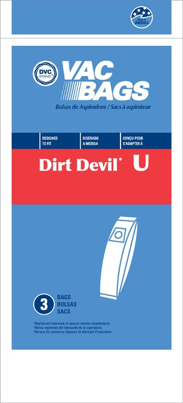 Dirt Devil Type U Vacuum Cleaner Bags  for Ultra MVP, Swivel Glide and Magnum - 9 Pack - Generic