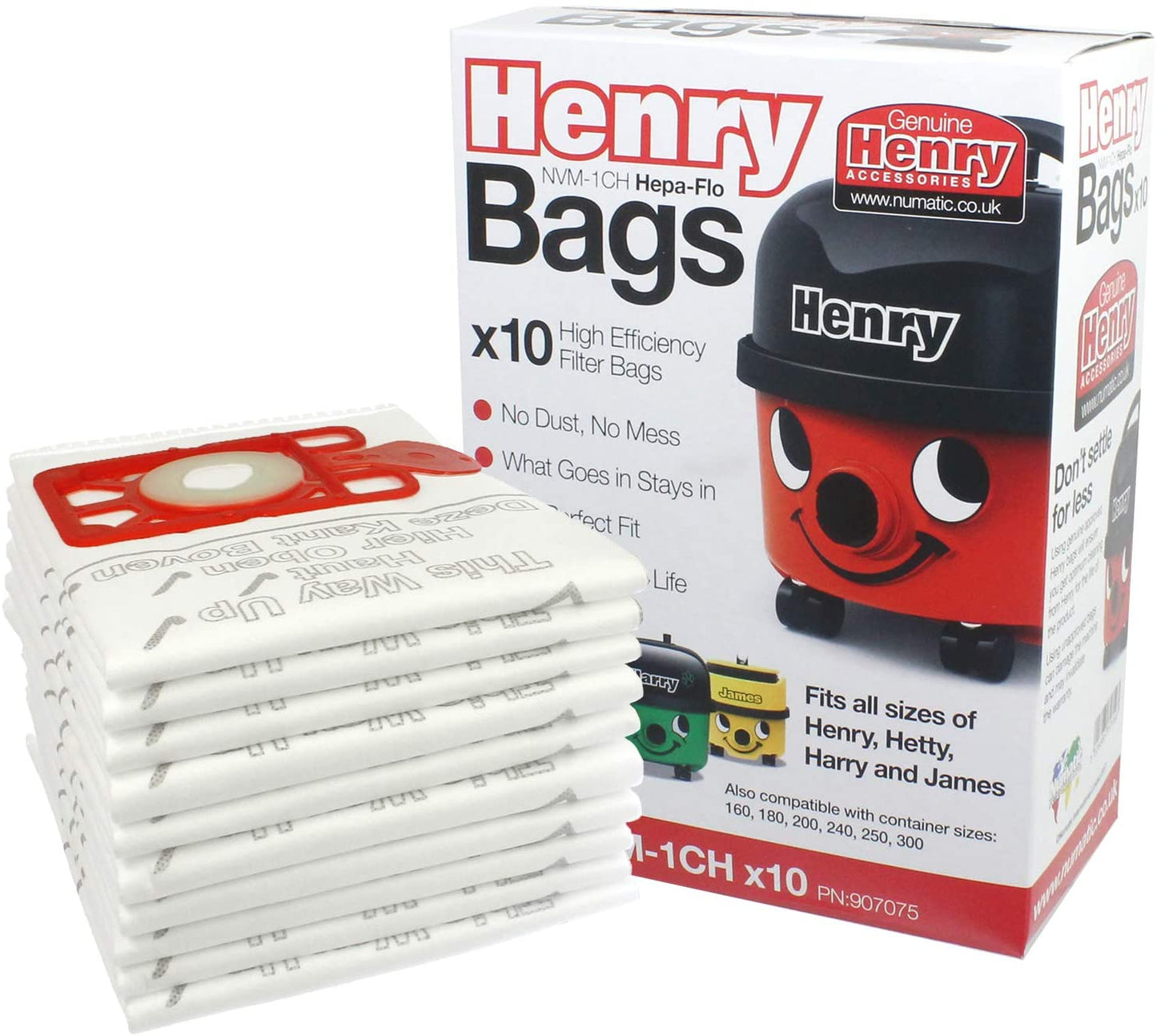  Numatic NVM-1CH Numatic Henry and James Cleaner Bags, Pack of 10