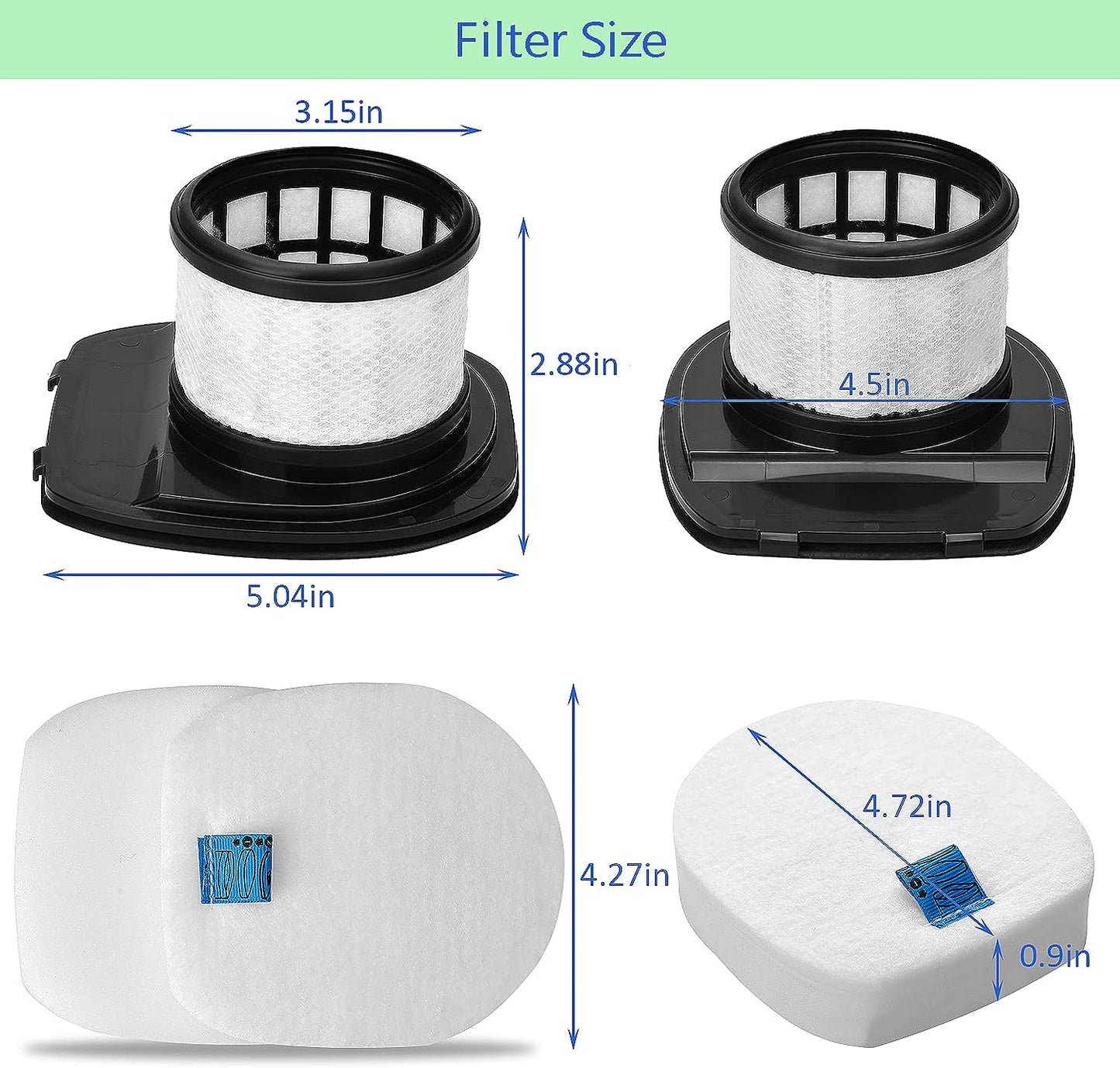 for Shark IZ362H IZ363HT Anti-Allergen Cordless Stick Vacuum IZ163H IZ462H IZ482H IZ483H Filter Replacement IZ162H IZ361H IZ440H IZ362HT Part XHF161H 617FJ140