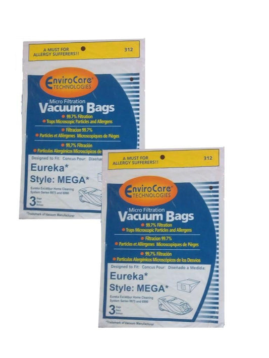 6 bags (2Pkg)Eureka MEGA #58624 (58624A)Cannister Vacuum Cleaner Allergen Style Bags Model Excalibur Powerteam 6975