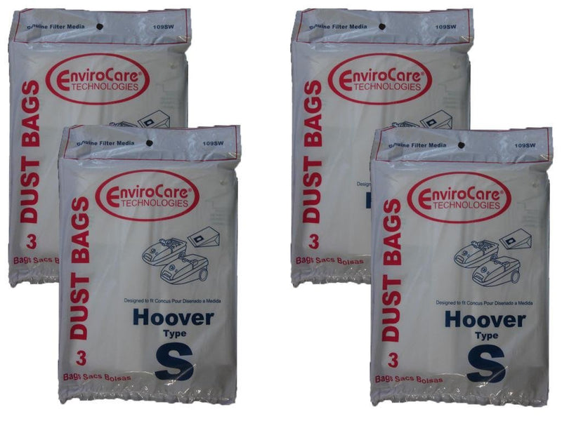 12 bags (4 pkgs) Hoover Type S Vacuum Cleaner Bags 43655097, 4010064S, 4010344S, 43655093, 4010100S