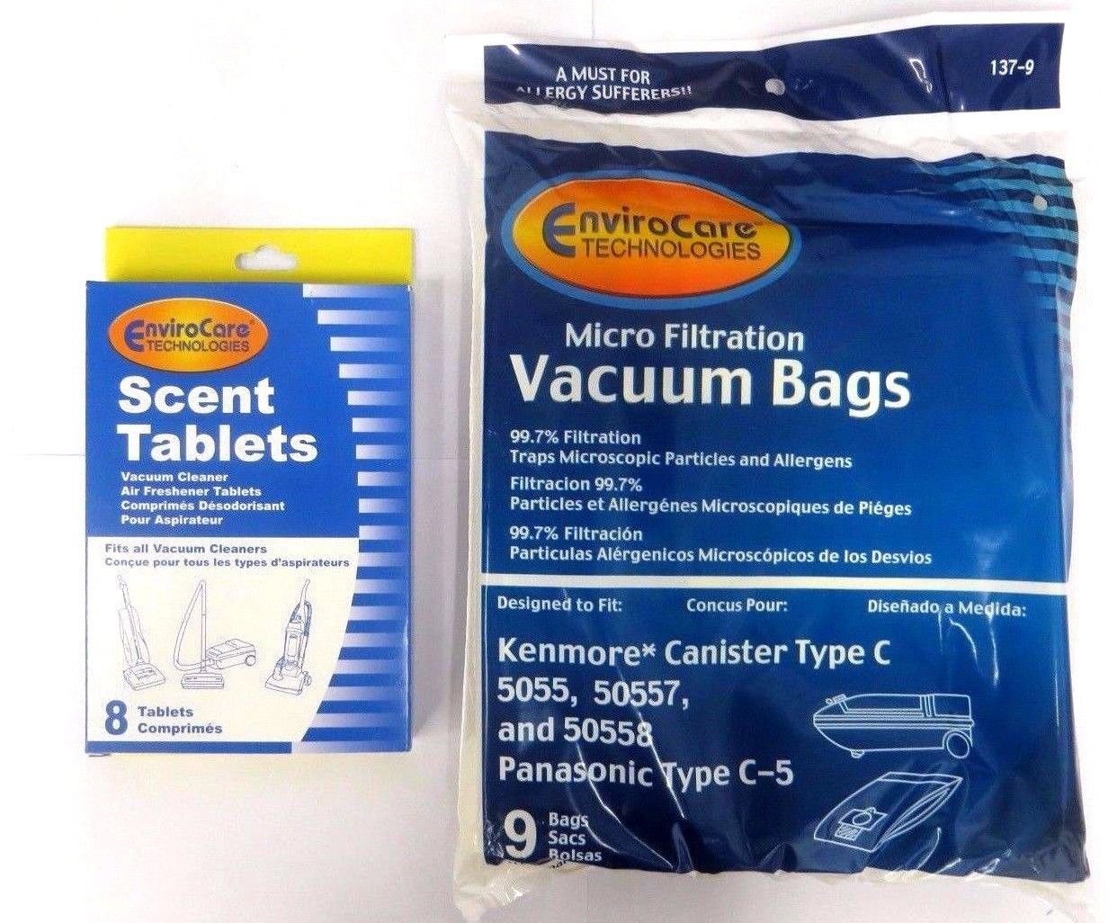 Kenmore Mircrofiltration Canister 50558, 5055, 50557 (9 Bags & 8 Scent Tabs)