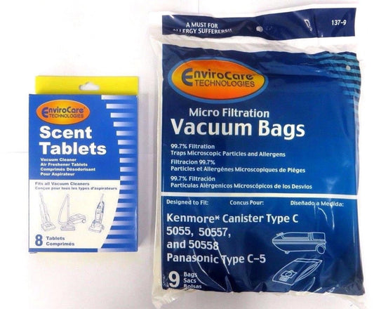 Kenmore Mircrofiltration Canister 50558, 5055, 50557 (9 Bags & 8 Scent Tabs)