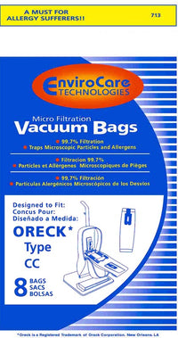 8 Oreck Typee CC Vacuum Bags