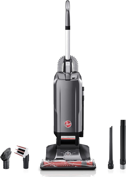 Hoover Complete Performance Advanced Pet Kit, Corded Bagged Upright Vacuum Cleaner with HEPA Filter, Grey #UH30650