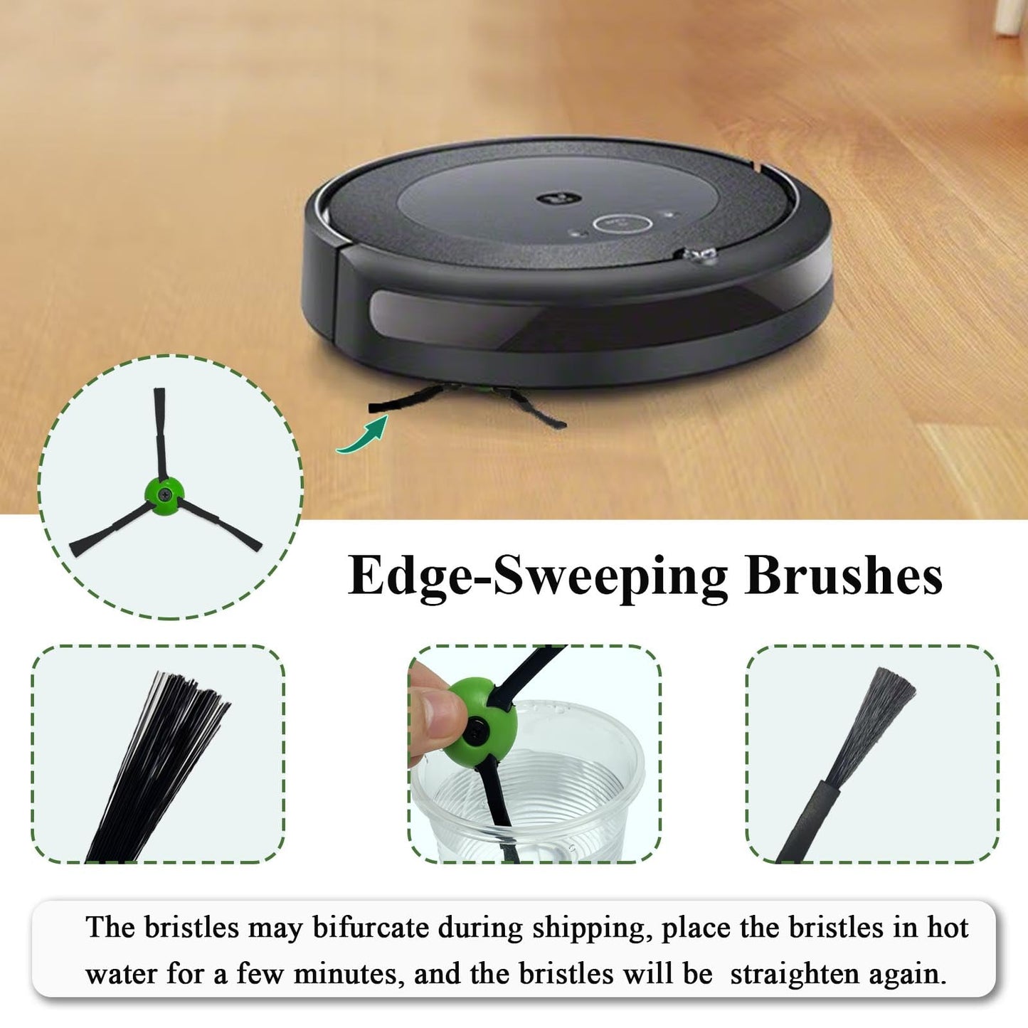 6 Pack Replacement Side Brushes Compatible with iRobot Roomba i & j & e Series All Models, Edge-Sweeping Brushes Accessories for i1+/i2+/i3+/i4+/i5+/i6+/i7+/i8+/j6+/j7+/j8+/e5/e6 Robot Vacuum