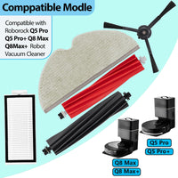 Replacement Accessories Kit Compatible with Roborock Q5 Pro Q5 Pro+(Plus) Q5 Max+(Plus) Q5 DuoRoller+(Plus) Q8 Max Q8 Max+(Plus) Robot Vacuum Cleaner, Include 1 Dual Roller Brush 4 Side Brush 4 Filter