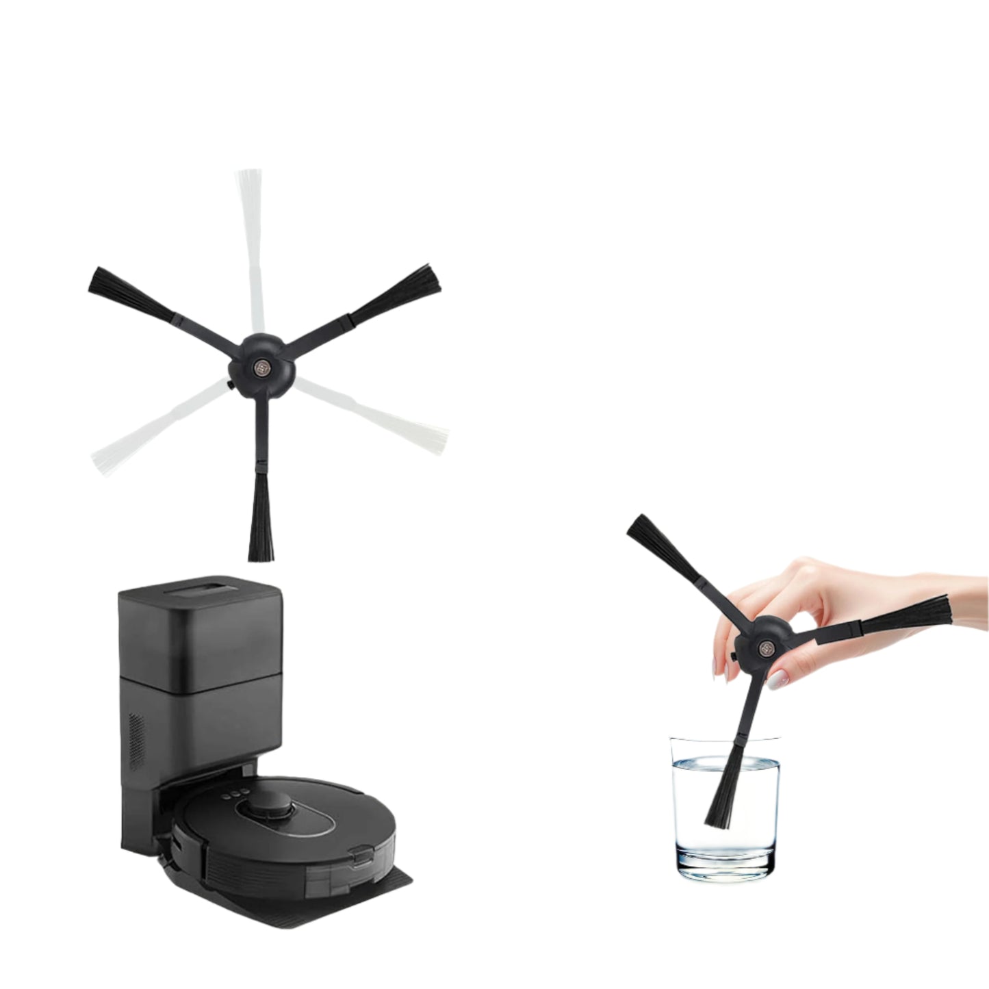 Replacement Accessories Kit Compatible with Roborock Q5 Pro Q5 Pro+(Plus) Q5 Max+(Plus) Q5 DuoRoller+(Plus) Q8 Max Q8 Max+(Plus) Robot Vacuum Cleaner, Include 1 Dual Roller Brush 4 Side Brush 4 Filter