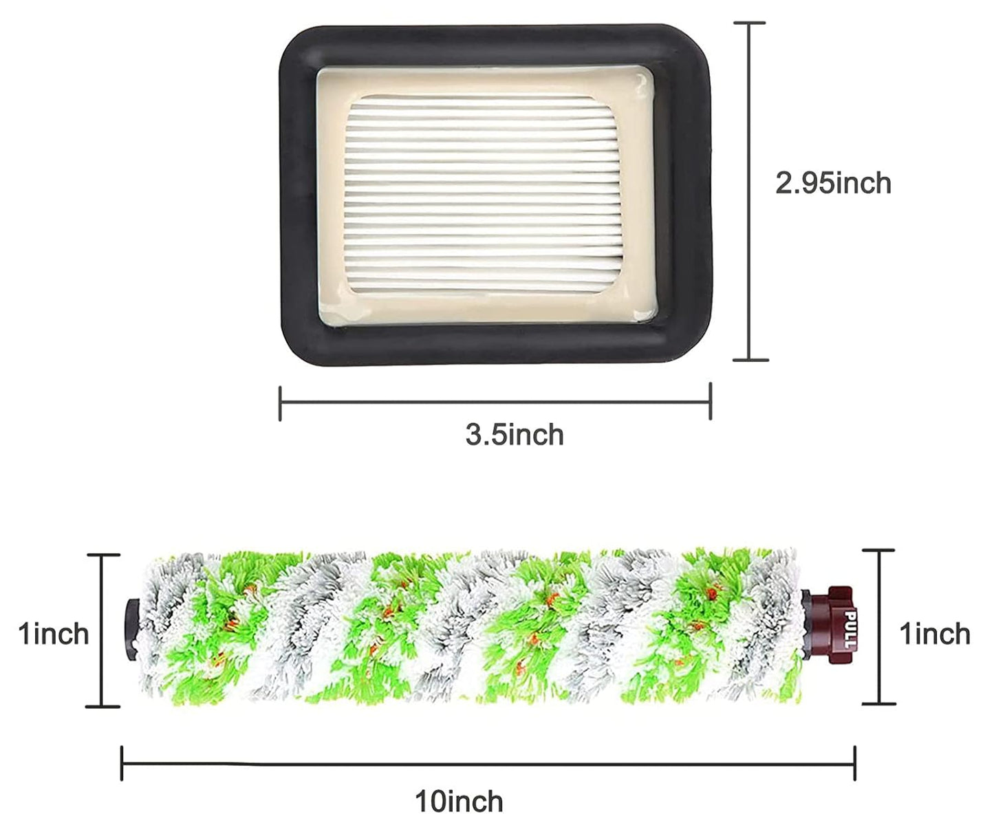 Replacement for Bissell 3 Pack 2460 Multi-Surface Pet Pro Brush Rolls + 3 Pack 1866 Vacuum Filters #1613568+1608684
