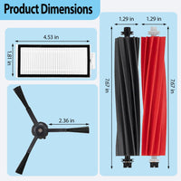 Replacement Accessories Kit Compatible with Roborock Q5 Pro Q5 Pro+(Plus) Q5 Max+(Plus) Q5 DuoRoller+(Plus) Q8 Max Q8 Max+(Plus) Robot Vacuum Cleaner, Include 1 Dual Roller Brush 4 Side Brush 4 Filter