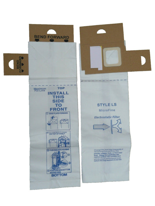 6 Eureka Type LS Sanitaire Vacuum Bags, LiteSpeed Upright, Bagged, Boss Signature Genesis, Refurb Powerline Limited, San