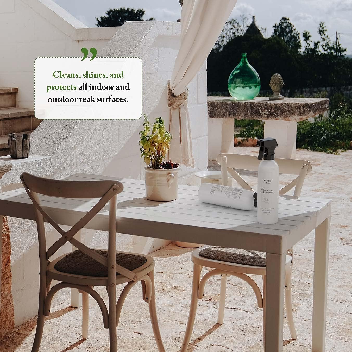 Bayes High Performance Teak Cleaner & Restorer - Cleans, Shines, and Protects - Maintains Fine Teak and Restores Neglected Teak - 16 oz