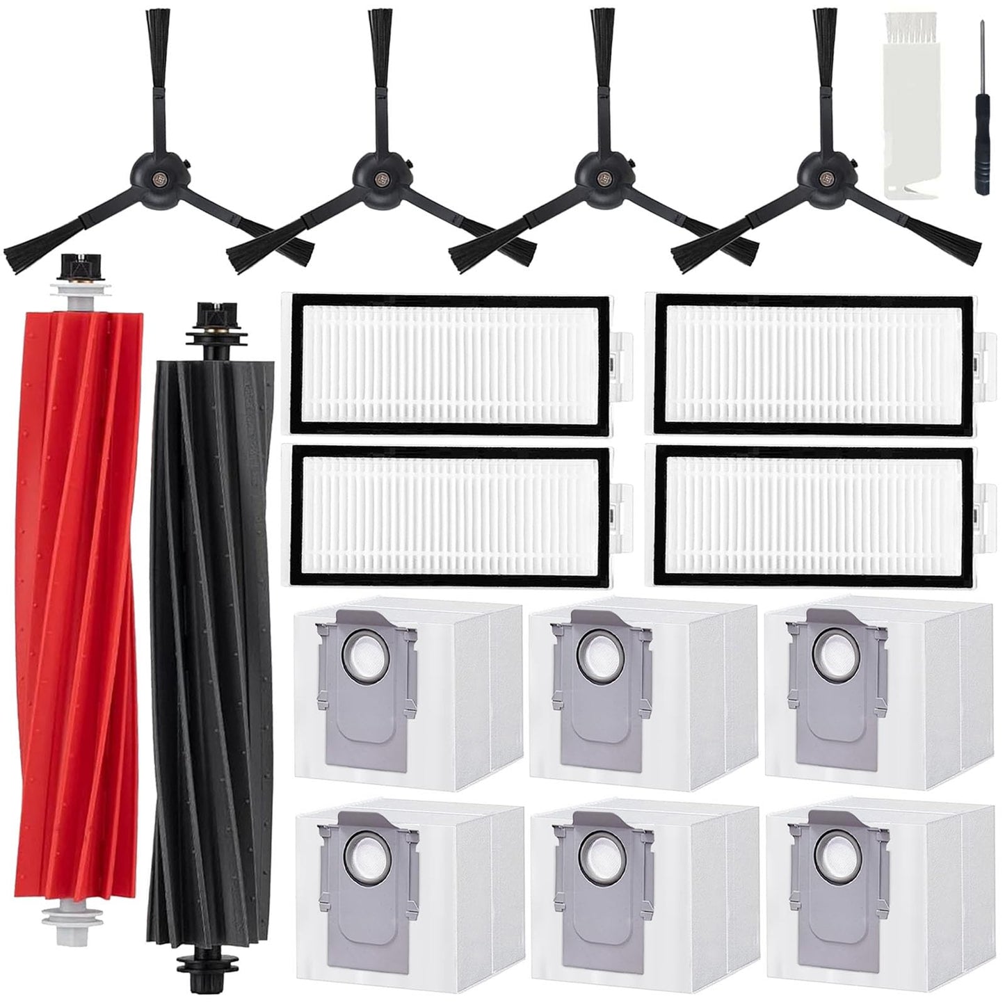 Replacement Accessories Kit Compatible with Roborock Q5 Pro Q5 Pro+(Plus) Q5 Max+(Plus) Q5 DuoRoller+(Plus) Q8 Max Q8 Max+(Plus) Robot Vacuum Cleaner, Include 1 Dual Roller Brush 4 Side Brush 4 Filter
