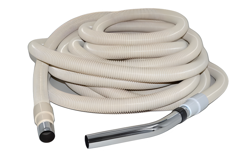 Fit All, Central Vac Hose Assy Central Vac, 50ft, Metal End, C.p.,white Vacuum #06-1101-93