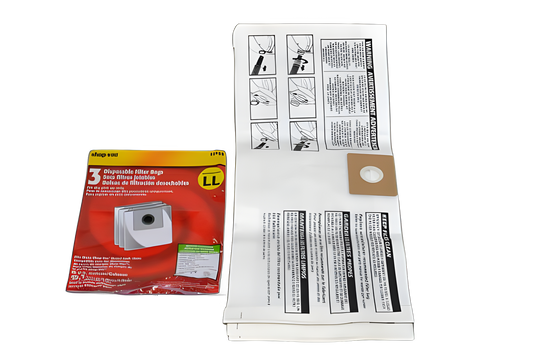 Paper Bags Shop Vac, 3pk, 4 Gallon, All Around Eztype Ll Vacuum #9066000
