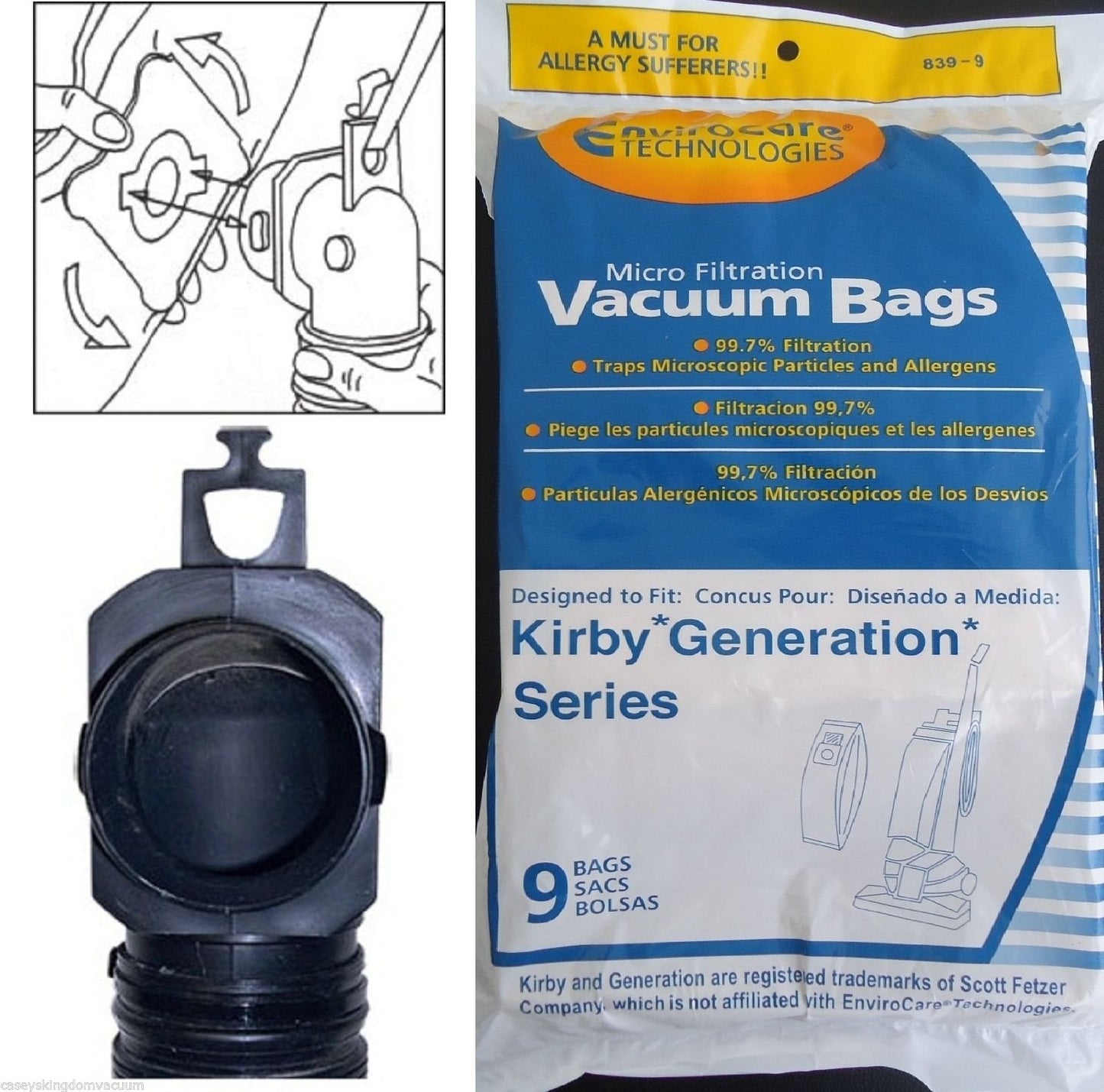 Replacement Allergen Performance to Replace Kirby Generation 1,2,3,4,5,6 and Ultimate G Allergen Filtration Bags PKG of 9
