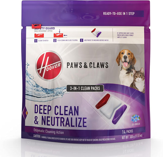 Hoover Paw & Claw Deep Clean Pods, 14 Ready To Use Packs #AH37001
