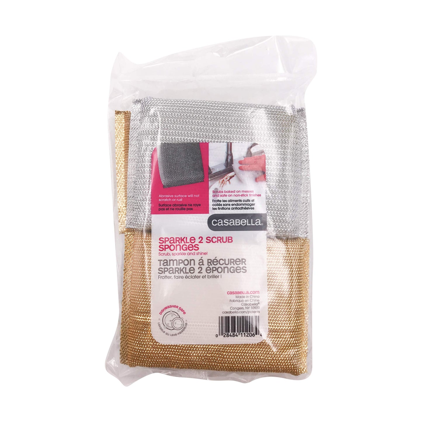 Casabella Sparkle Scrub Sponge, 4-pack