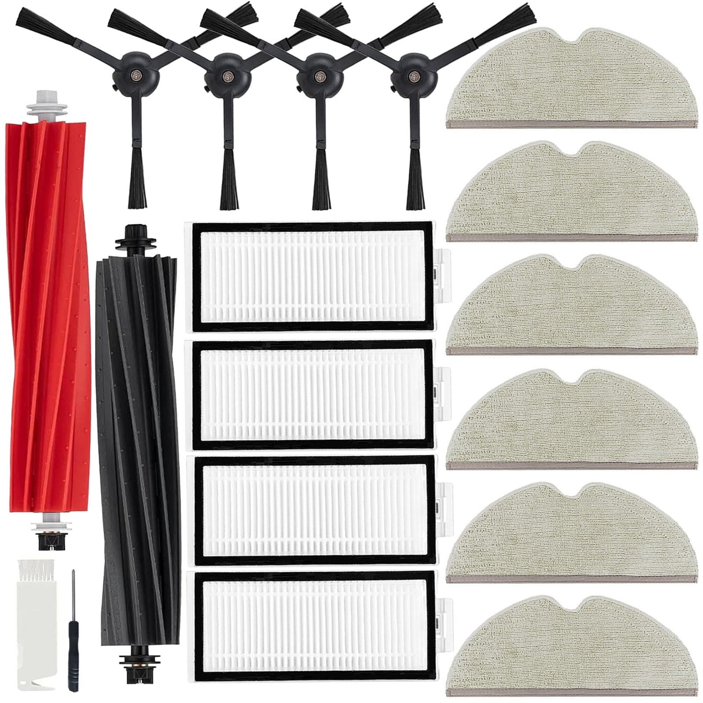 Replacement Accessories Kit Compatible with Roborock Q5 Pro Q5 Pro+(Plus) Q5 Max+(Plus) Q5 DuoRoller+(Plus) Q8 Max Q8 Max+(Plus) Robot Vacuum Cleaner, Include 1 Dual Roller Brush 4 Side Brush 4 Filter