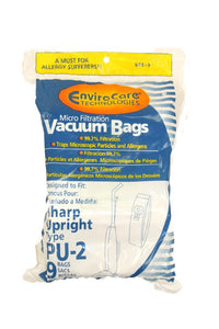 Sharp Upright Types PU-2 Vacuum Bags Microfiltration with Closure - 9 Pack - Generic