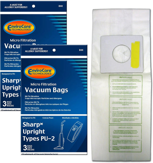EnviroCare Replacement Micro Filtration Vacuum Bags Designed to Fit Sharp PU-2 Uprights 6 Pack

