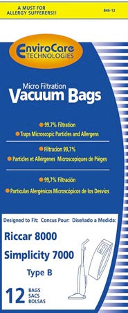 Riccar C15 Type B Economy Vacuum Cleaner Bags for 8000 Series - 12 Pack