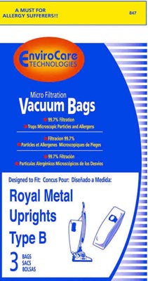 Royal Type B Vacuum Bags 2-066247-001 - TOP FILL STYLE Generic- 3 pack