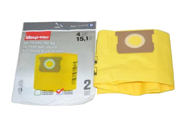 Shop-Vac 9196400 Type D Vacuum  Bags 4 Gallon Dry/Wet - 2 Pack