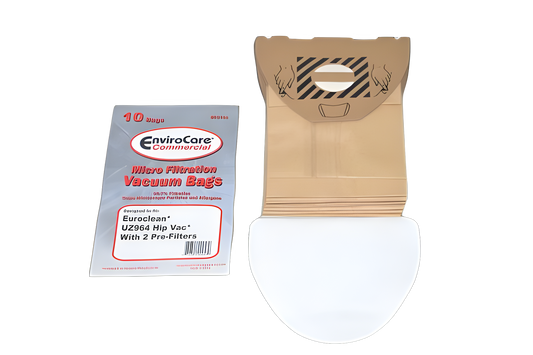 Paper Bags Euroclean, Hip Vac, 10pk, 2 Filterfits Uz964 Vacuum #ECC144