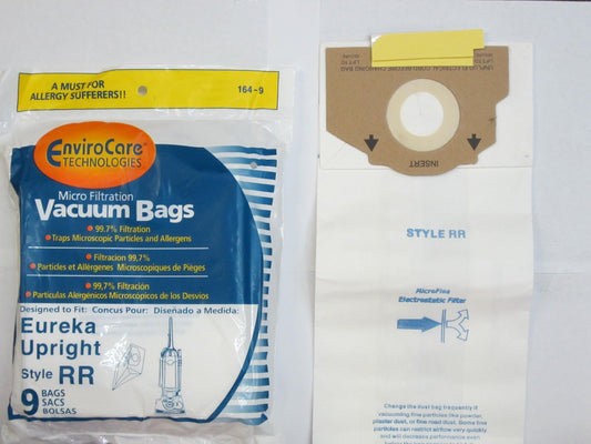 9 Eureka Type RR Upright Allergy Vacuum Bags, Omega Upright, Ultra, Boss Smart Vacuum Cleaners, 4800 Series...4870, 4874
