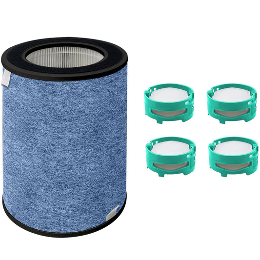 1 Replacement Carbon Filter + 4 Odor Cartridges For Shark HP302 HP201 HP202 UA205 AP1000 HC501 HC502, Replaces Part # HE2FKBAS, HE2FKBASMB, HE3FKPET
