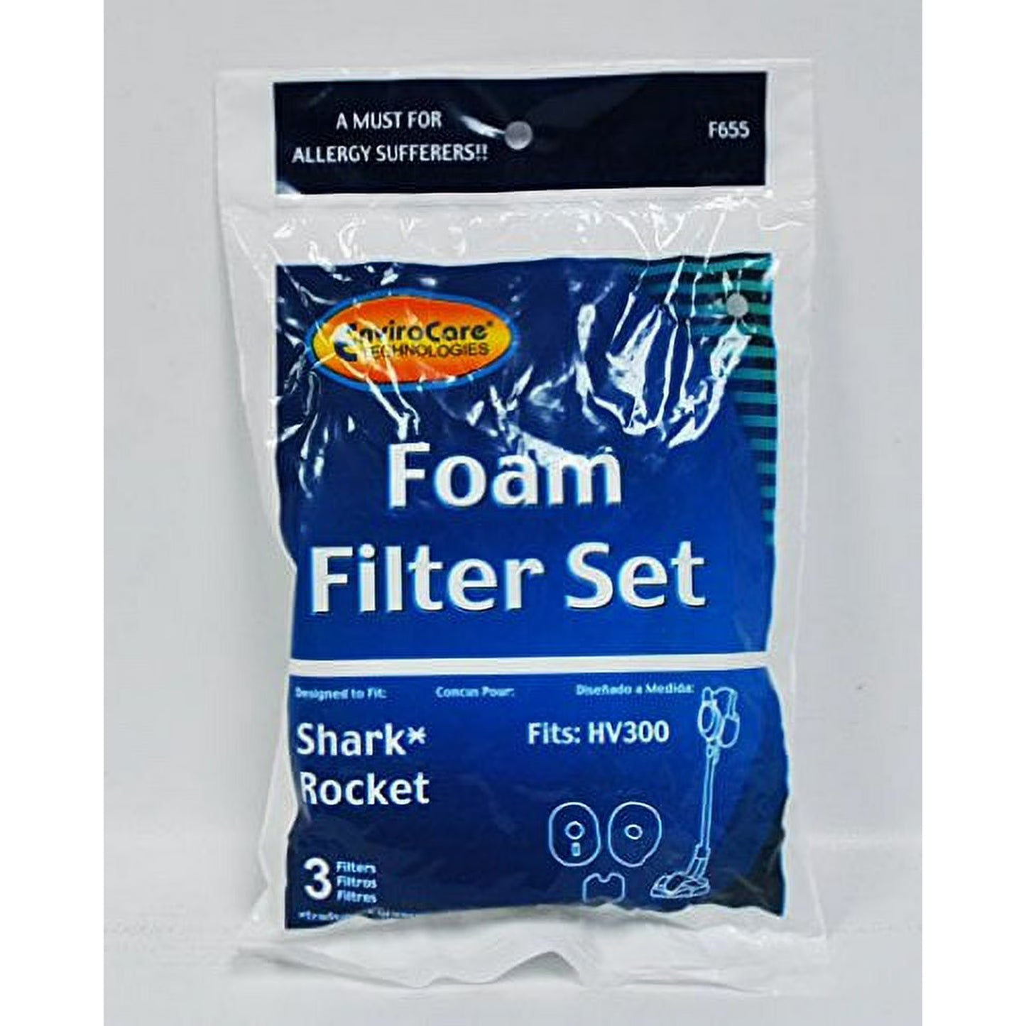 Shark Filter Set HV320 Rocket 1 Primary 1 Exhaust & Secondary Filter  #F660