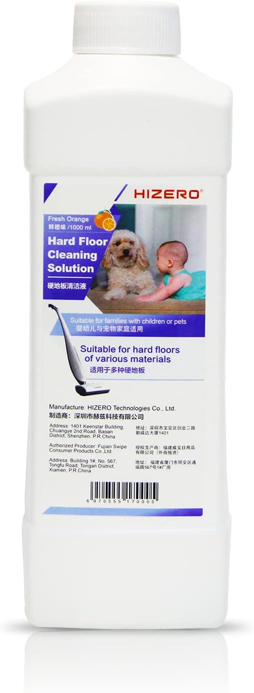 HIZERO Hard Floor Cleaning Solutions F500/F100/F803,1000ml,Fresh Orange Scent