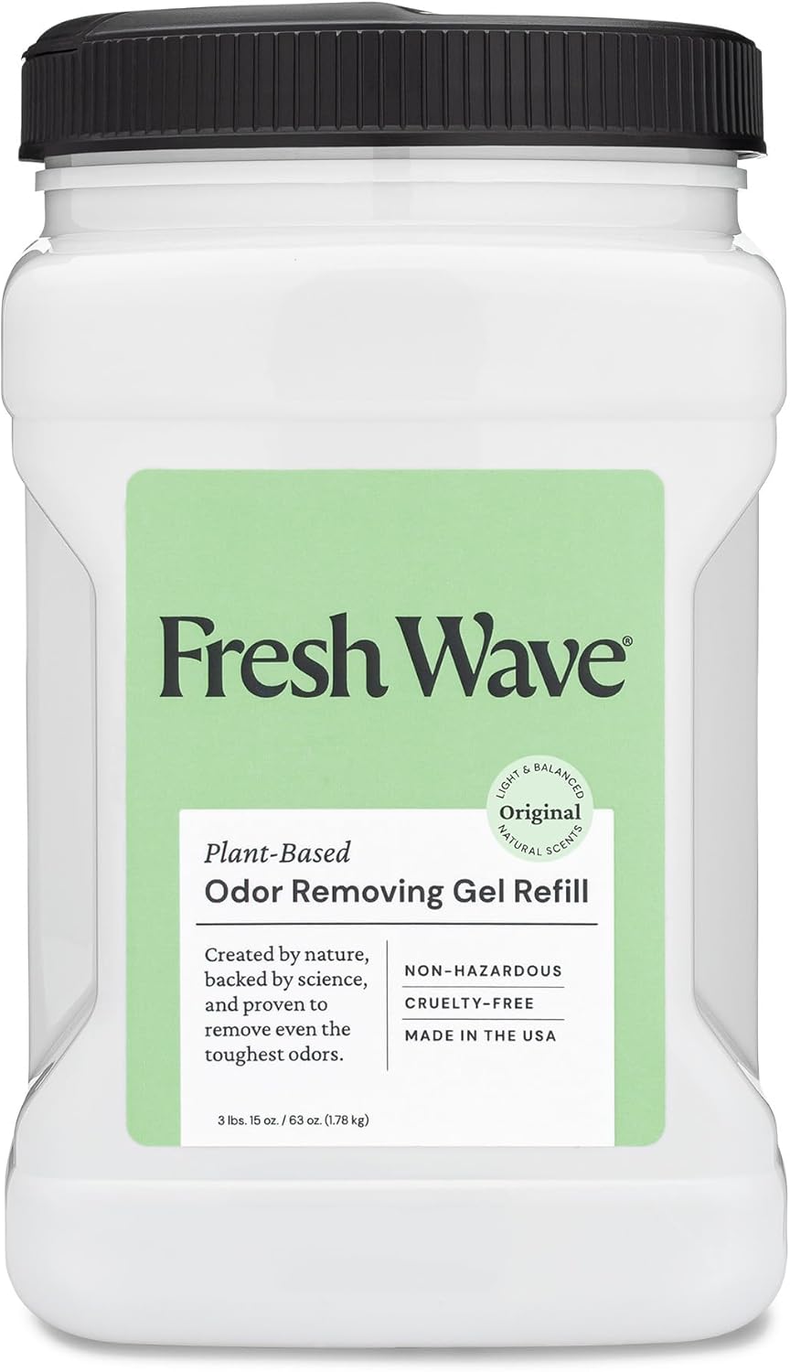 Fresh Wave Odor Removing Gel Refill, 63 oz.- Safer Odor Absorbers for Home, Natural Plant-Based Odor Eliminator, Every 15 oz. lasts 30-60 Days, For Cooking, Trash & Pets