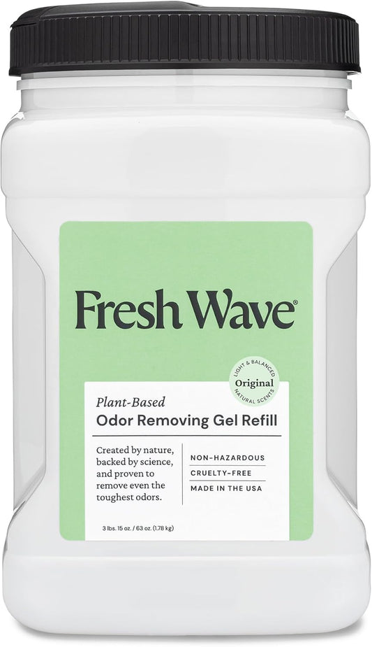 Fresh Wave Odor Removing Gel Refill, 63 oz.- Safer Odor Absorbers for Home, Natural Plant-Based Odor Eliminator, Every 15 oz. lasts 30-60 Days, For Cooking, Trash & Pets