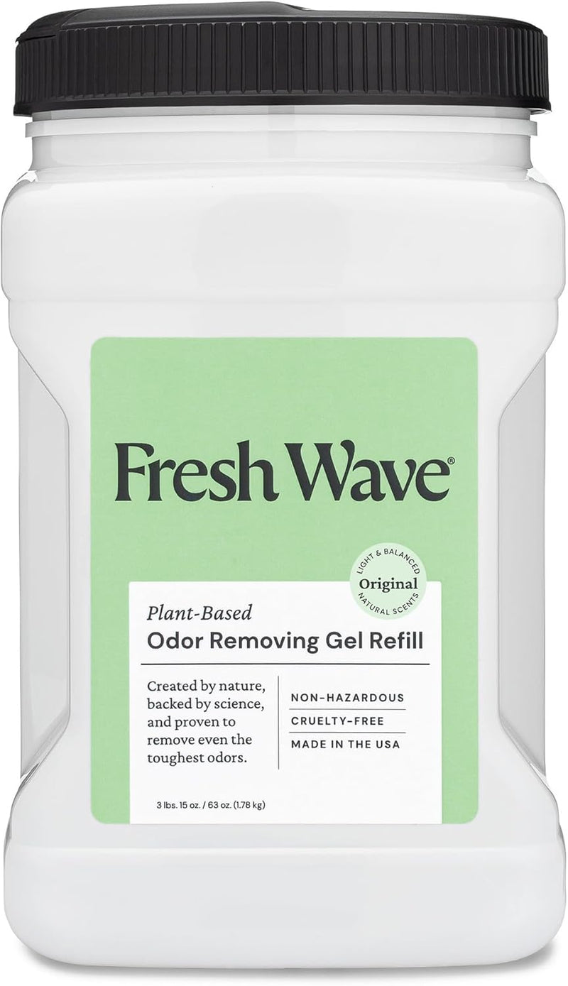 Fresh Wave Odor Removing Gel Refill, 63 oz.- Safer Odor Absorbers for Home, Natural Plant-Based Odor Eliminator, Every 15 oz. lasts 30-60 Days, For Cooking, Trash & Pets