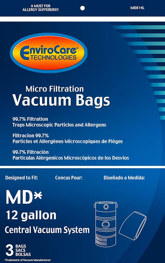 Modern Day 12 gallon Central Vacuum Bags  MD814L - 3 Pack