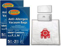 10 Miele F J M Allergen Canister Vacuum Bags + 4 Filters