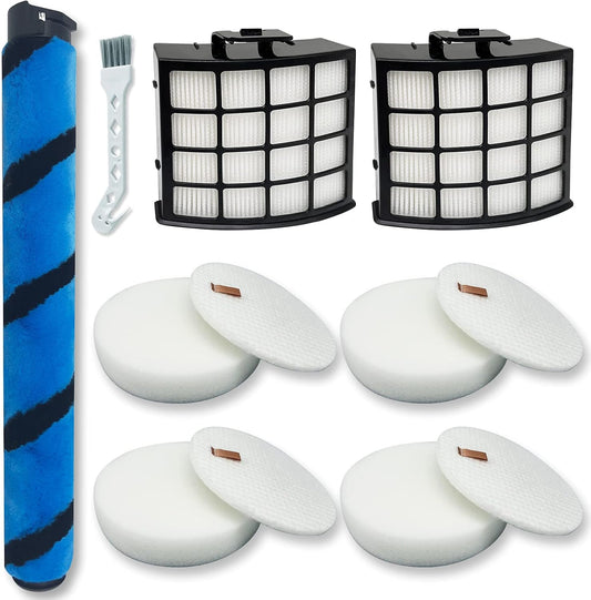 Replacement Accessories for Shark AZ2002 AZ2000 AZ2000W Vertex DuoClean PowerFin Upright Vacuum, 2 Post-Motor Filters, 4 Foam & Felt Filters, 1 Soft Brushroll