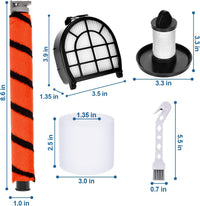 Replacement of 4 Pack Foam & Felt Filters, 1 Soft Main Brush, 2 Pre-Motor Filter & 2 Post-Motor Hepa Filter, LZ602 LZ601 LZ600 LZ602C QU602 QU603 # XFFLZ600+ XHFFC600 + 145FC600