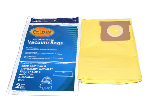 Paper Bags Shop Vac 5 8 Gallon, 2pkmicro Filtration Vacuum #712