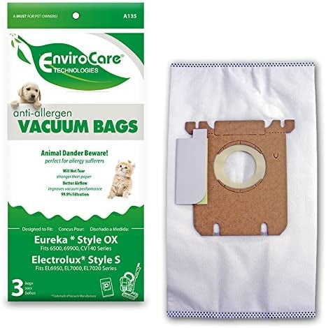 Allergen Vacuum Bags for Electrolux Harmony/Oxygen Style S and Eureka Canisters Style OX