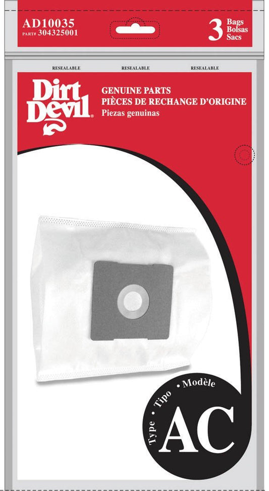 Dirt Devil Type AC & R Vacuum Bags # AD10035, 304325001 - 3 Pack