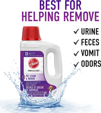Hoover Paws & Claws Deep Cleaning Carpet Shampoo with Stainguard, Concentrated Machine Cleaner Solution for Pets, Enzymatic, 64oz Formula, AH30925