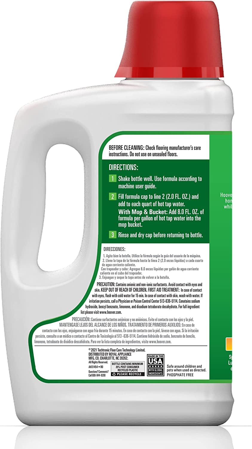 Hoover Renewal Luxury Vinyl Floor Cleaner, Concentrated Cleaning Solution for Hard Floor Machines, 64oz Formula, AH31454, White