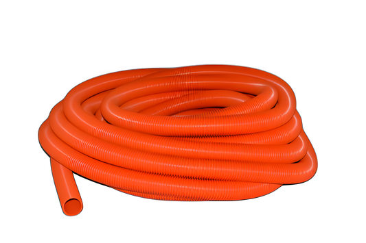 Fit All, Central Vac Hose 1 1/4'' X 50' Crushproof, Orange, 32mm Vacuum #5971250602A