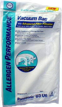Bernina Type U Allergy Performance Cloth Vacuum Bags - Generic - 3 Pack