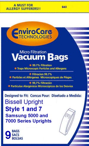 Bissell Style 1  7 Upright Vacuum  Bags - 9 pack - Generic