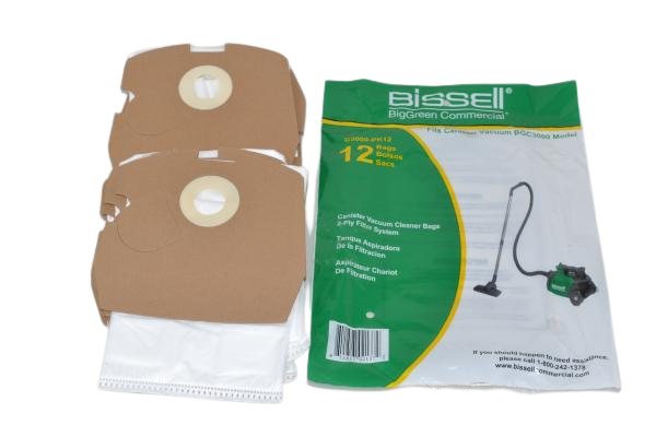 Bissell Big Green Commercial Paper Vacuum Bags - 12-Pack, 2.25-Gallon Capacity, Model Number C3000-PK12