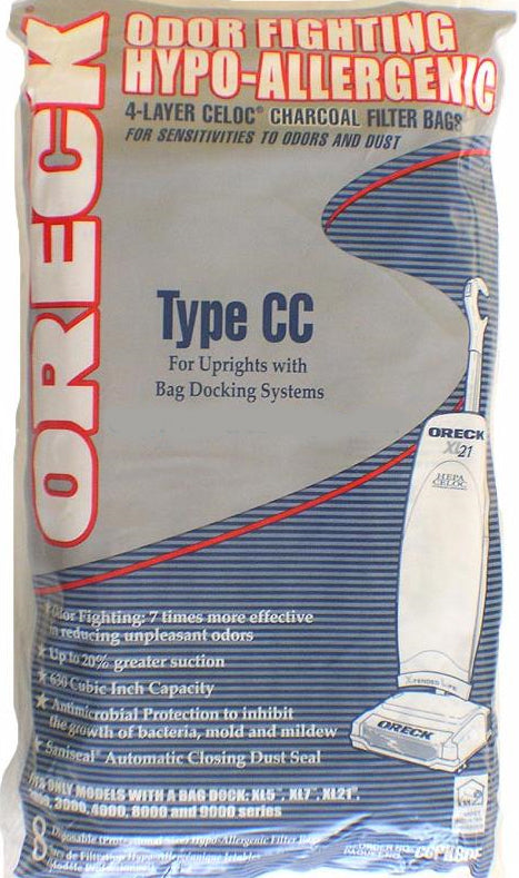 Oreck TYPE CC Odor Fighting Vacuum Bags CCPK8OF / CCPK80H - 6/pk with 99.97% of particles at .3 microns #AK1CC6H